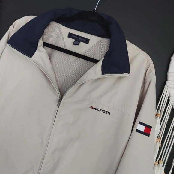 xxl TOMMY HILFIGER TAN & NAVY YACHT BOMBER COAT - Picture 3 of 7
